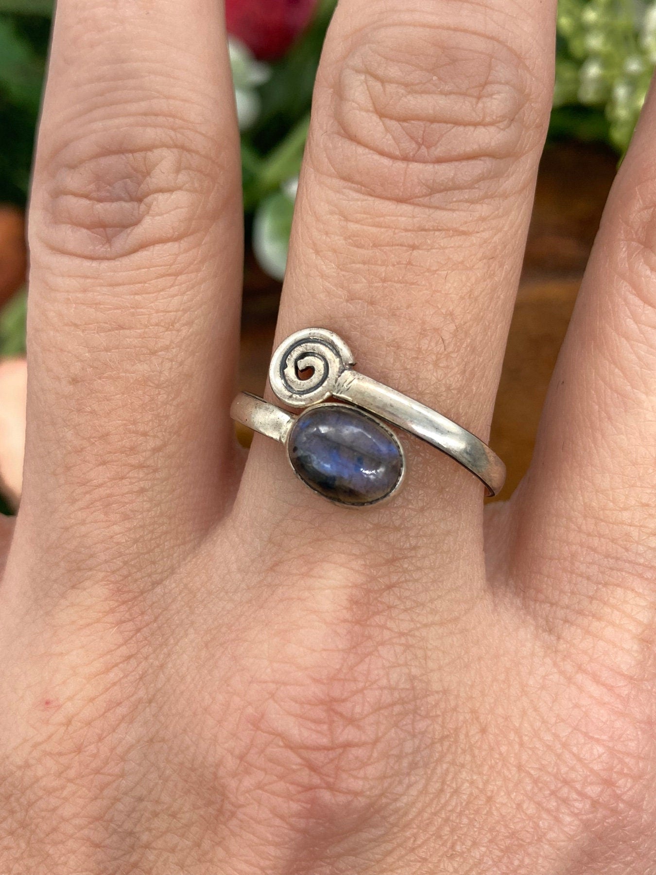Labradorit Kristall Sterling Silber 925 Ring Top Qualität handgefertigt