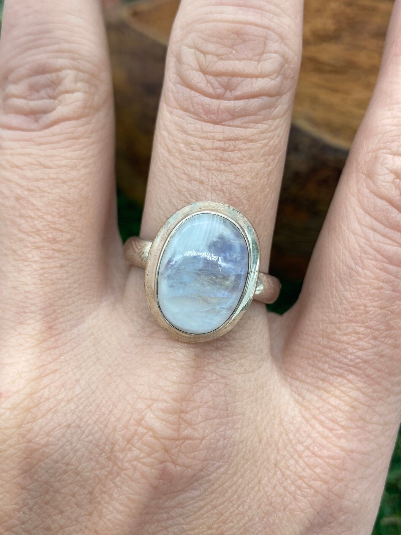 Δαχτυλίδι Rainbow Moonstone Crystal Sterling 925 Cabochon δαχτυλίδι κορυφαίας ποιότητας χειροποίητο
