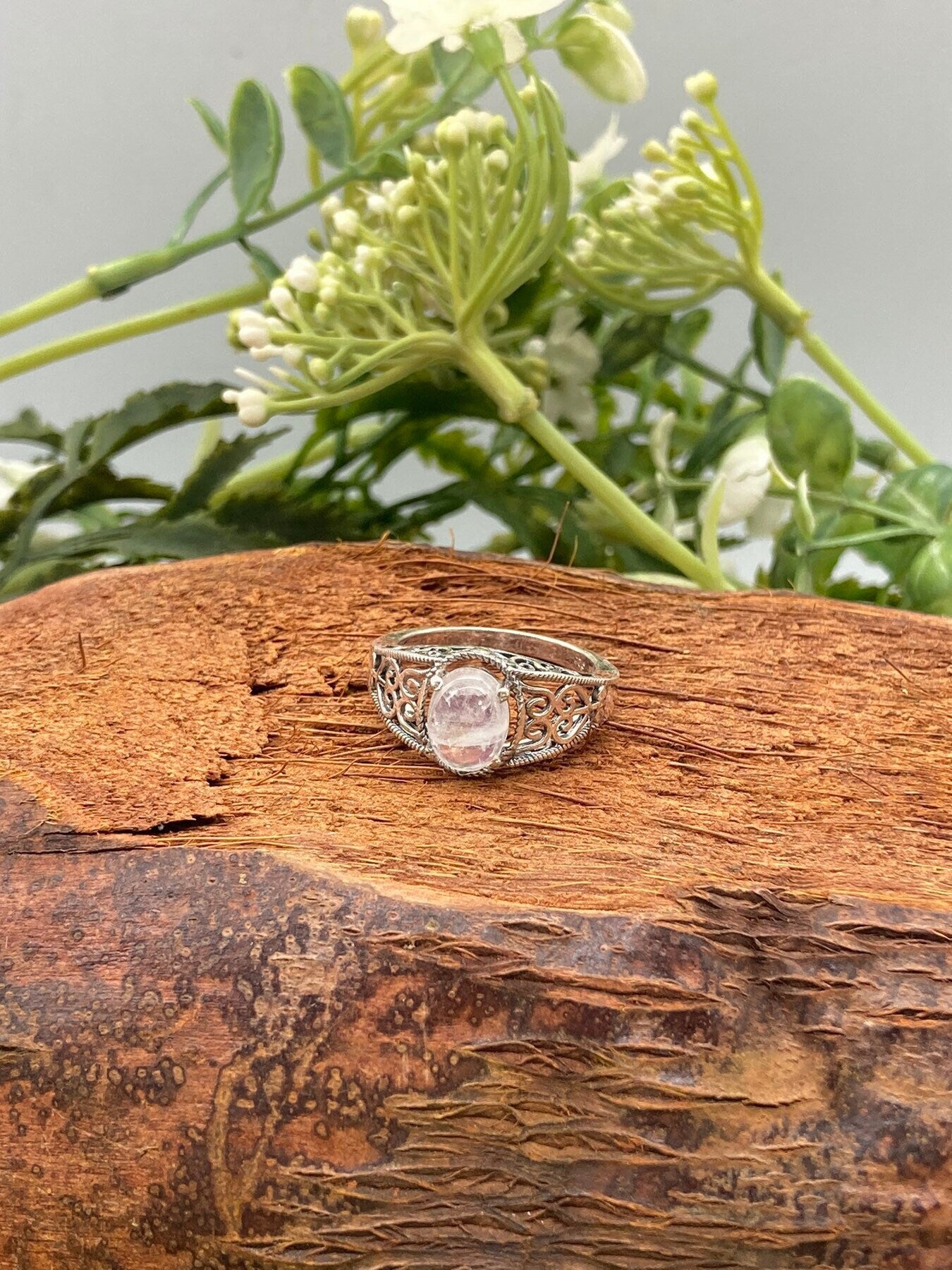 Δαχτυλίδι Rainbow Moonstone Crystal Sterling 925 Cabochon δαχτυλίδι κορυφαίας ποιότητας χειροποίητο φινετσάτο