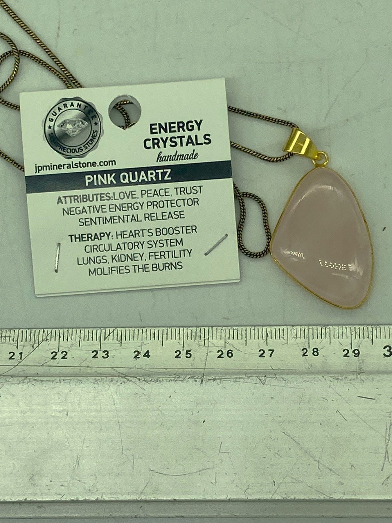 Μενταγιόν από ορείχαλκο ροζ χαλαζία Cabochon Cut Healing Crystal