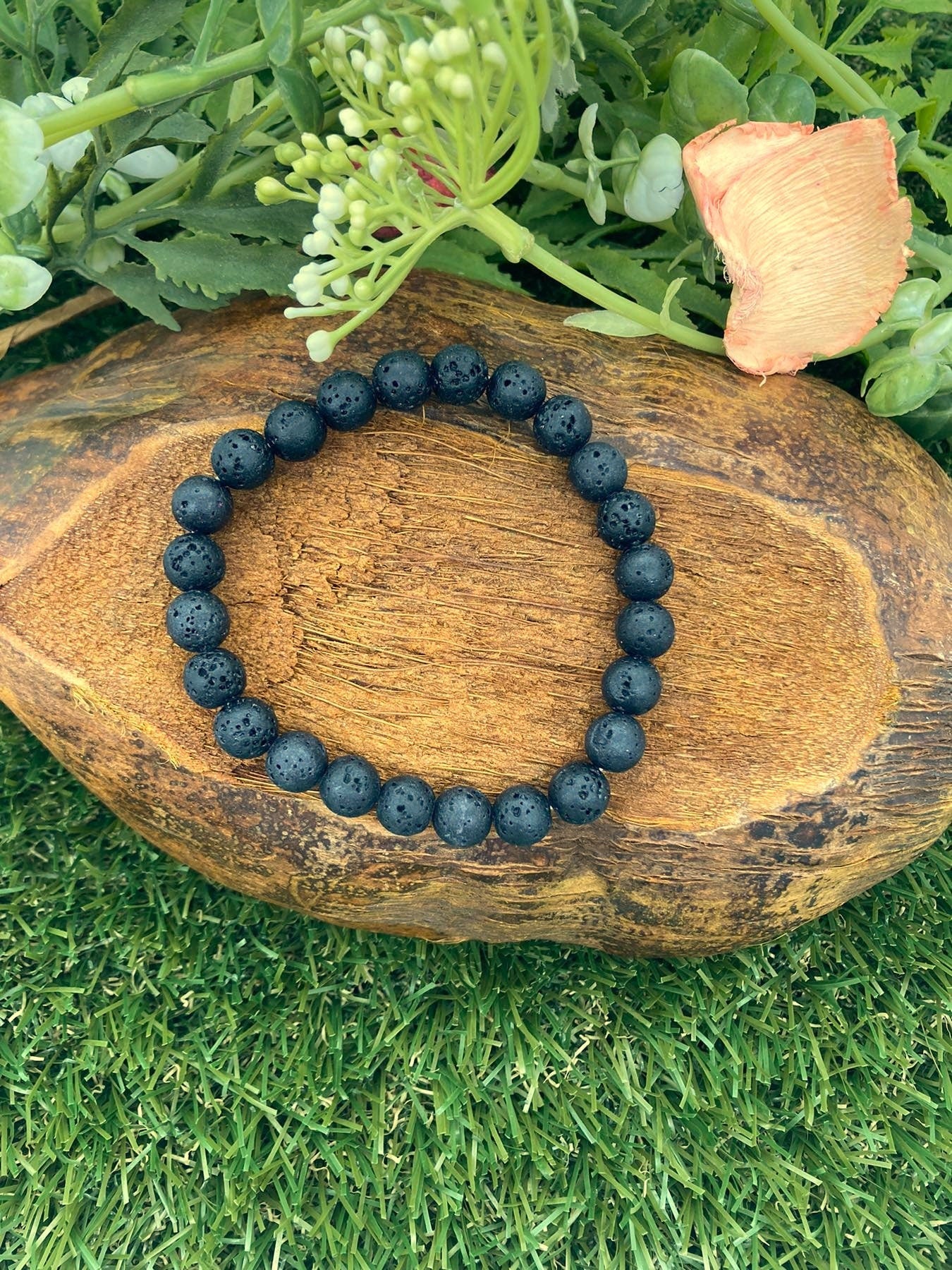 Lava Naturstein 8MM Perlen Armbänder, Handgelenk Edelstein Armband, Stretch Armband, Perlenarmband, handgemachtes Geschenk, Kristall Armband