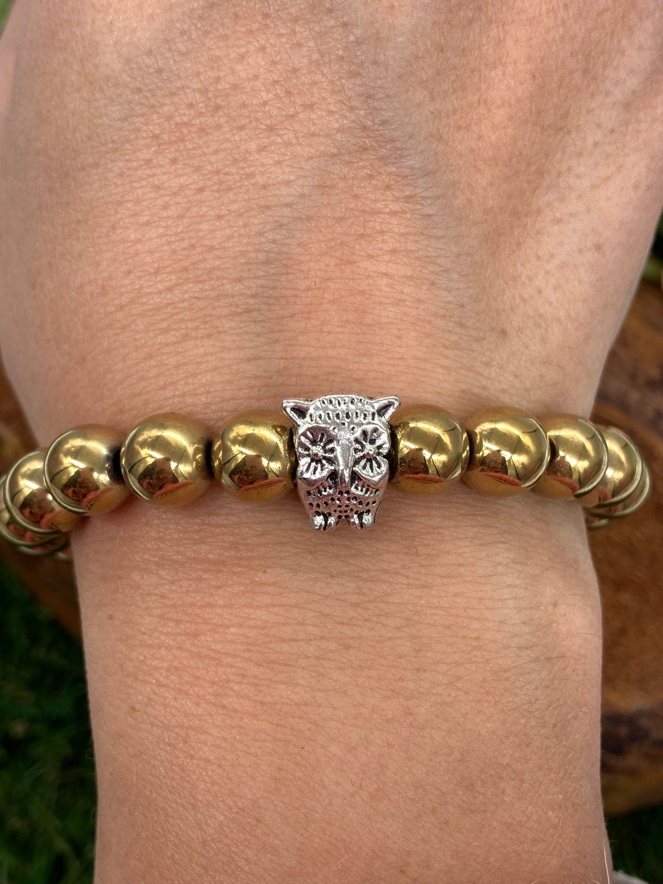 Gold Hämatit Naturkristall 8MM Perlen Armbänder, Handgelenk Armband, Stretch Armband, Perlenarmband, handgemachtes Geschenk, Kristallarmband