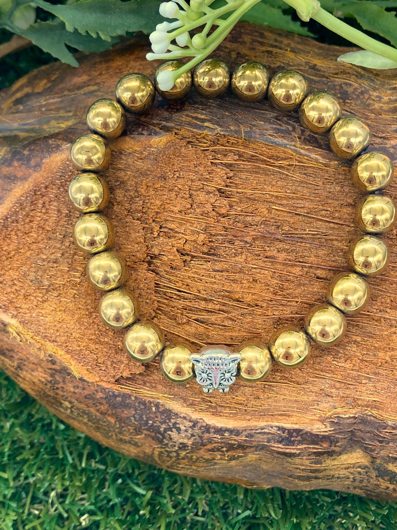Gold Hämatit Naturkristall 8MM Perlen Armbänder, Handgelenk Armband, Stretch Armband, Perlenarmband, handgemachtes Geschenk, Kristallarmband