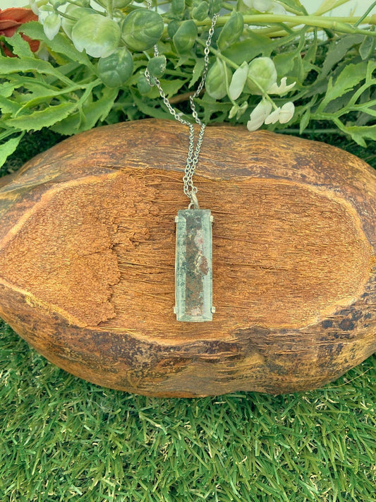 Gartenquarz Cabochon Schliff Sterling Silber Halskette