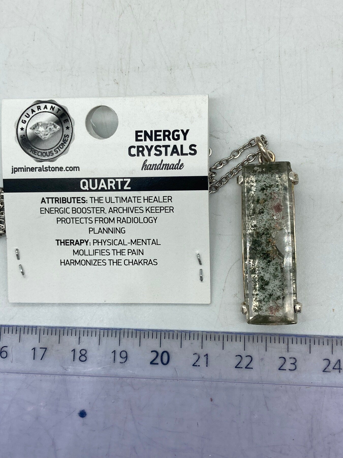 Gartenquarz Cabochon Schliff Sterling Silber Halskette