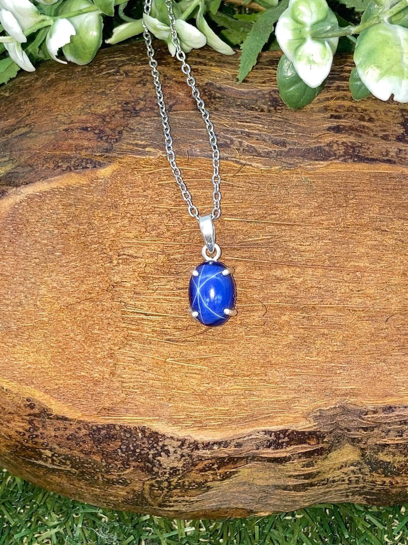 Ασημένιο κολιέ Blue Star Sapphire