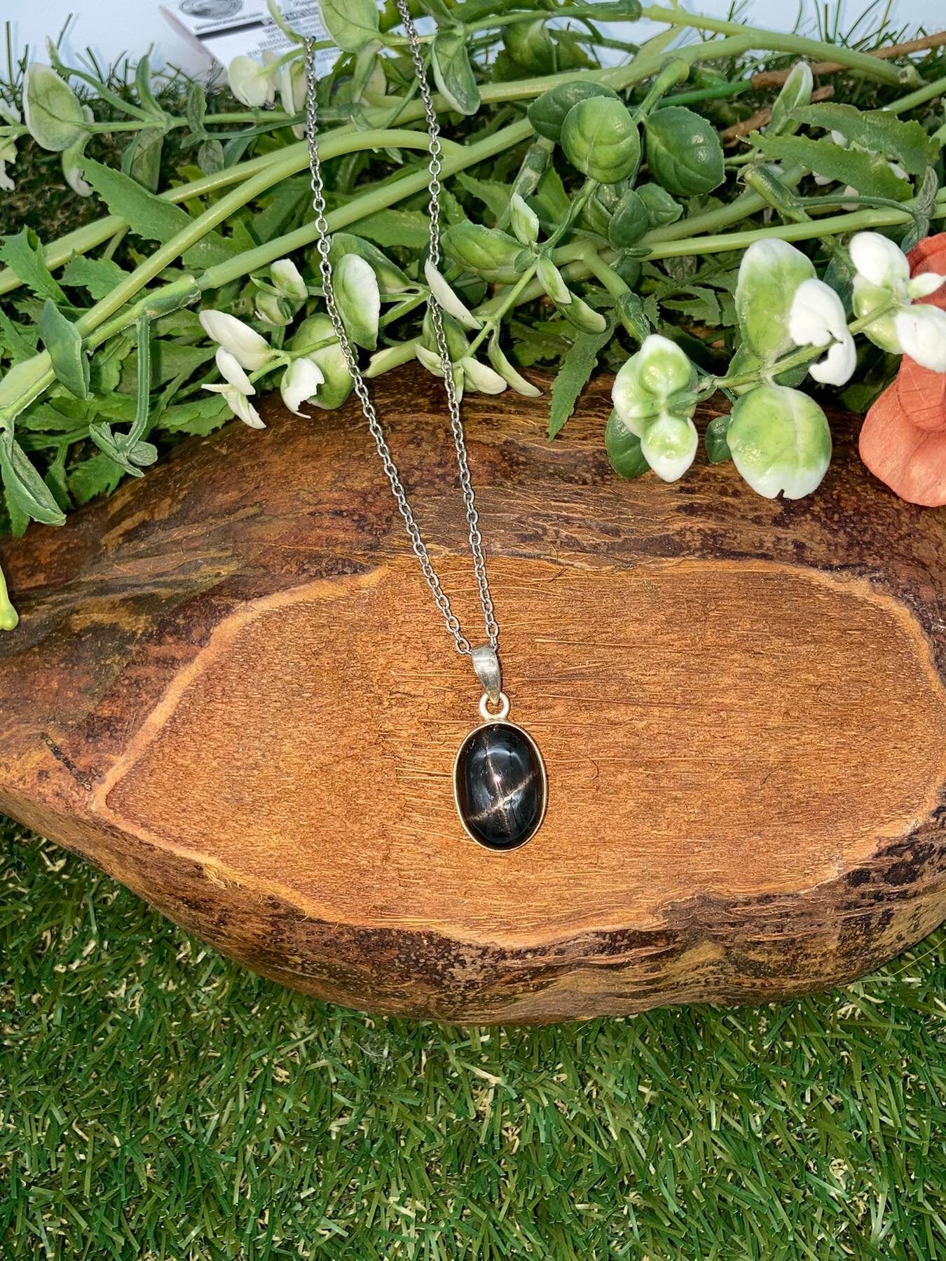 Ασημένιο κολιέ Black Star Ruby