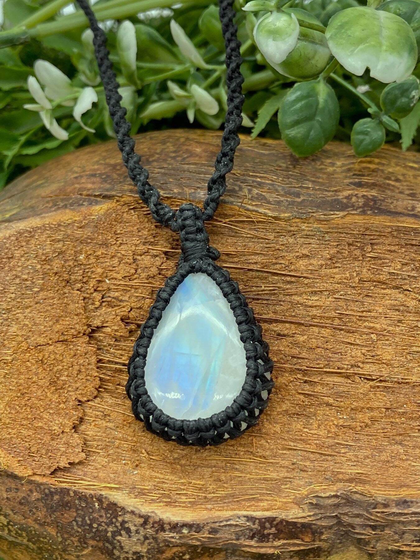 Mondstein Handgemachte Makramee Cabochon Halskette