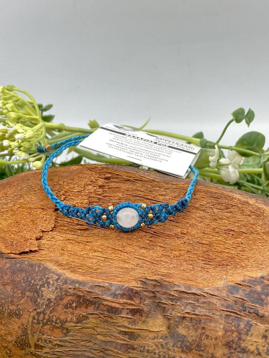 Rosenquarz Makramee Gewebtes Armband
