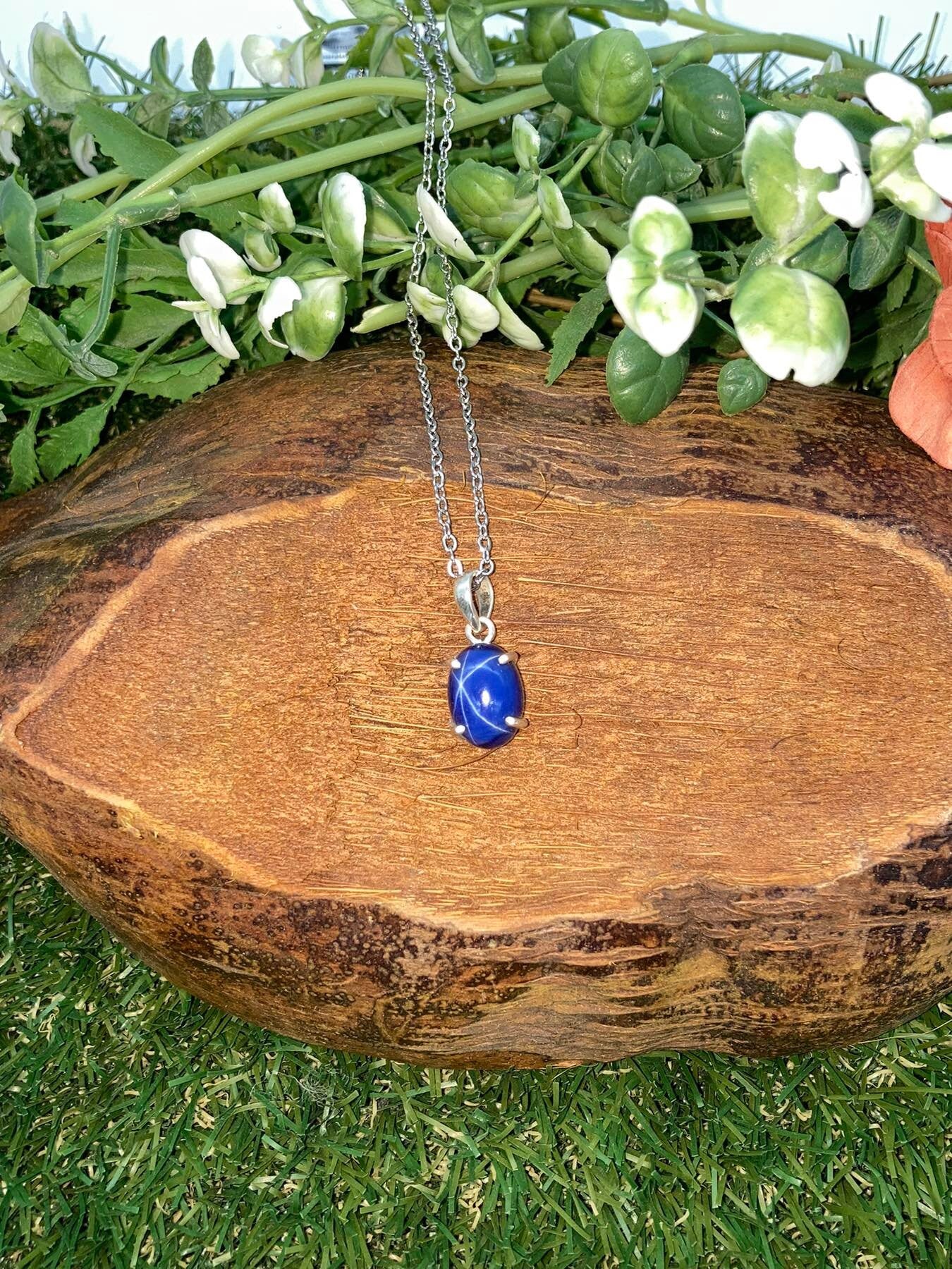 Ασημένιο κολιέ Blue Star Sapphire
