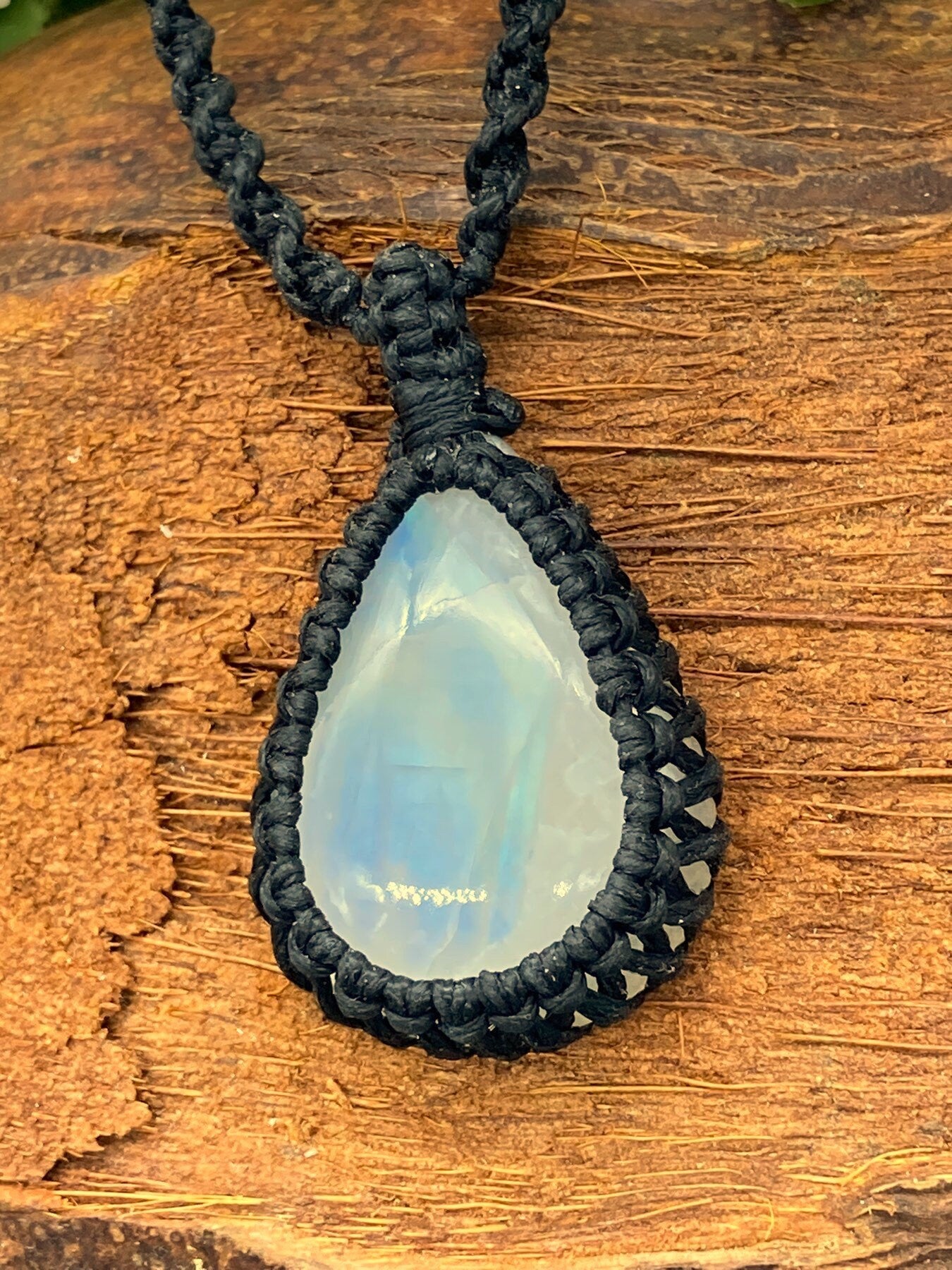Mondstein Handgemachte Makramee Cabochon Halskette