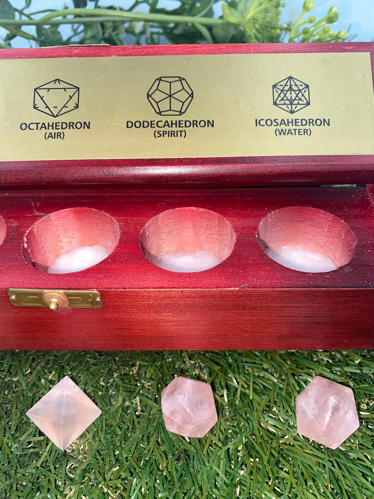 Pink Quartz Platonic Solids Sacred Geometric Set, Energy Healing κρύσταλλο, πέτρες ρέικι, σετ πέντε τσάκρα