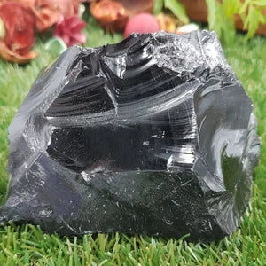 Black Obsidian Rough Crystal specimen - protection - decoration Mineral Stone