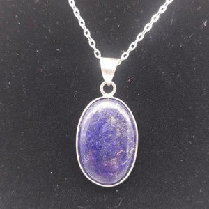 Lapis Lazuli Silver Plated Brass Pendant Cabochon Cut Healing Crystal