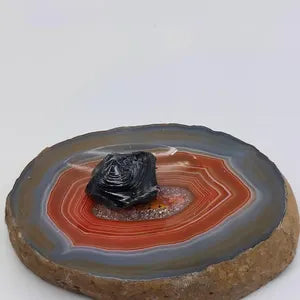 Natural Red Brown Agate Ashtray, Healing Crystal, Zodiac Mineral Stone
