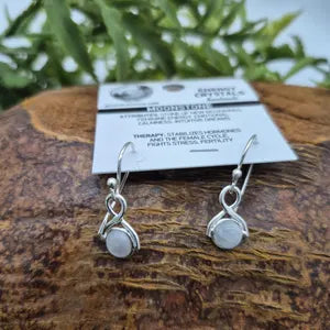 Moonstone Silver Plated Minimal Earrings, Crystal Bohemian Earrings for Her