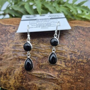 Obsidian Crystal Silver Plated Earrings for Women