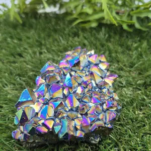 Aura Titanium Amethyst Cluster - Colourful Rough Mineral Specimen