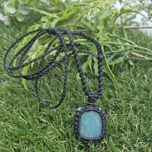 Amazonite Crystal Macrame Necklace