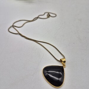 Black Tourmaline Brass Necklace with Brass Chain – 48cm – Handmade Crystal Pendant