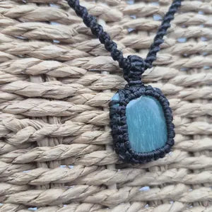 Amazonite Crystal Macrame Necklace