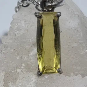 Yellow Tourmaline Sterling Silver Pendant: Faceted Gemstone Necklace
