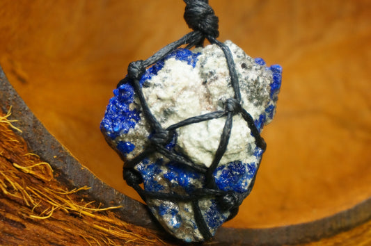 Fantastic Crystal Azurite Calcite White Greec Mineral Collection Makrame Wrapped