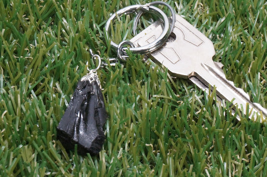 Natürlicher schwarzer Obsidian-Kristall-Schlüsselanhänger