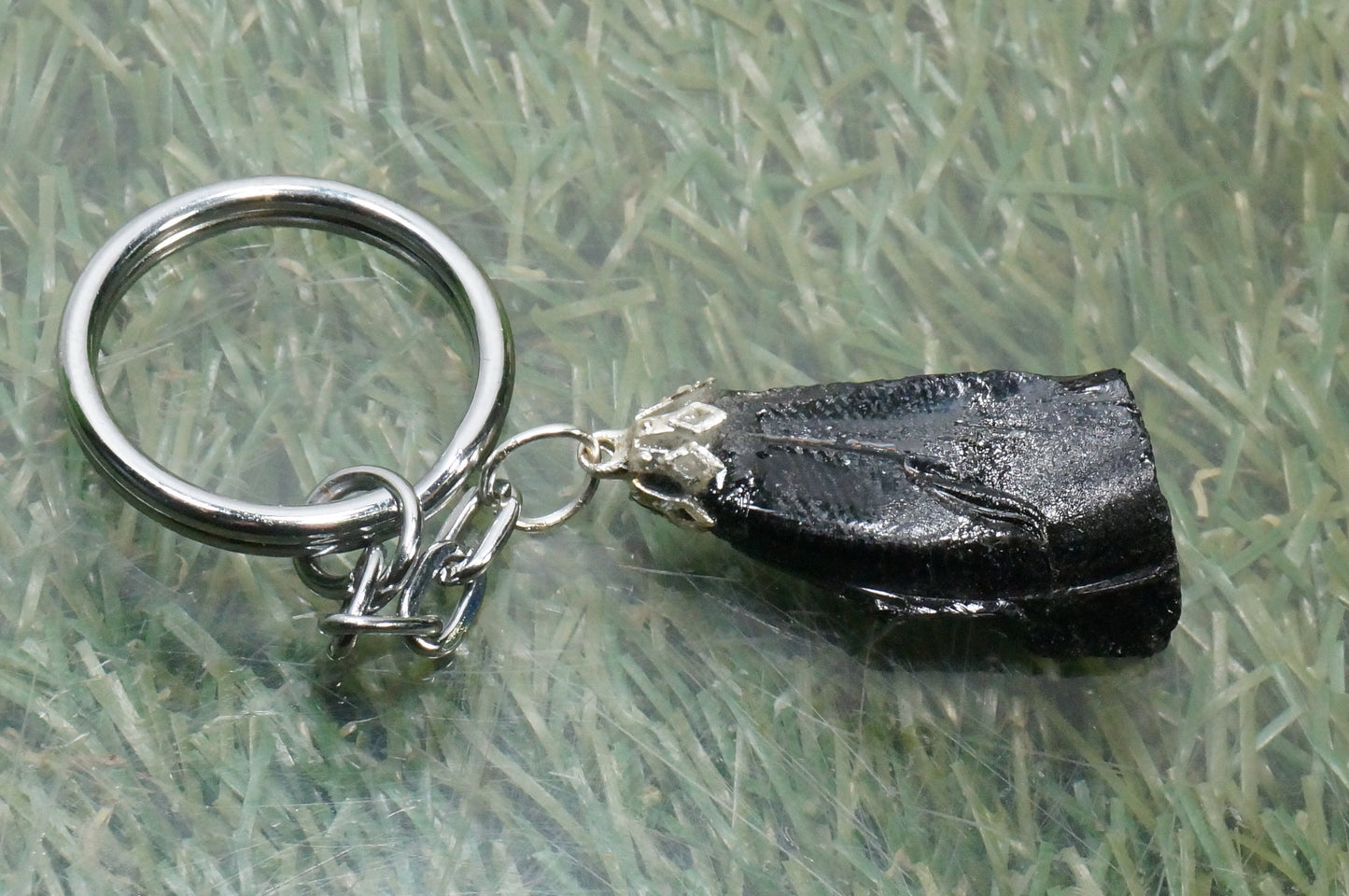 Natürlicher schwarzer Obsidian-Kristall-Schlüsselanhänger