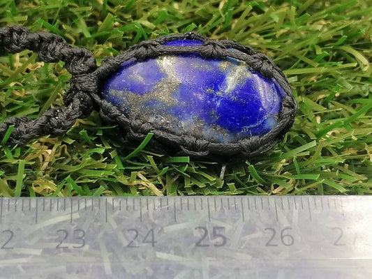 Natural Lapis Lazouli Χειροποίητο τυλιγμένο κολιέ μακραμέ - Θεραπευτική πέτρα - Ιδέα δώρου - Προστασία