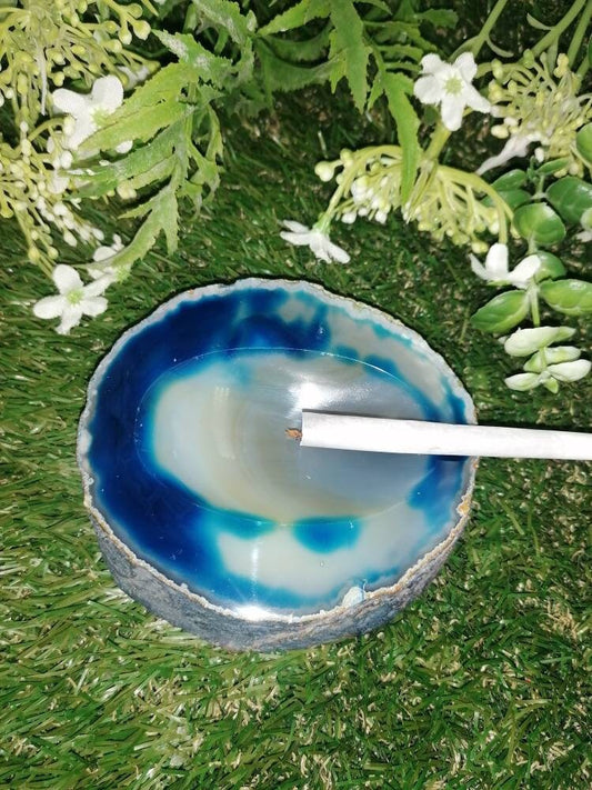 Natürlicher blauer Achat Aschenbecher Heilkristall Sternzeichen Mineralstein
