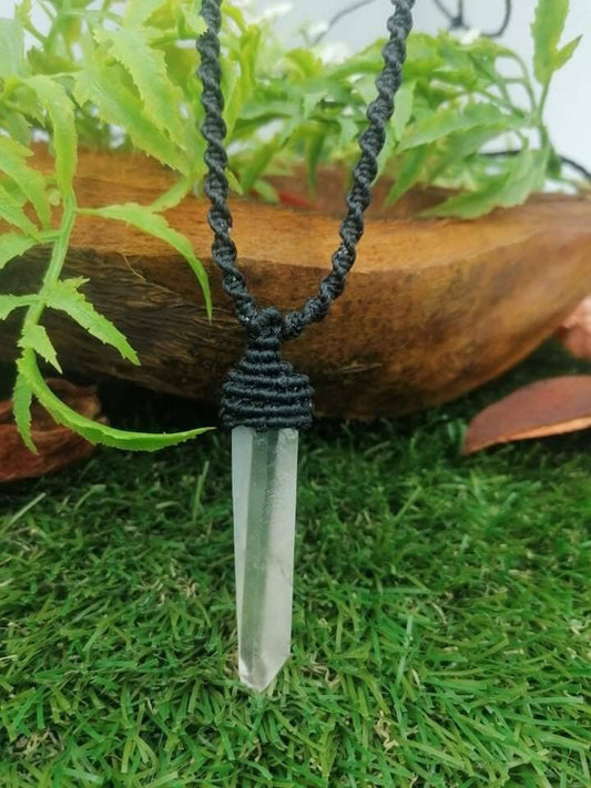 Κρύσταλλο χαλαζία Τραχιά ορυκτή πέτρα Brazilian Crystal Healing Makrame τυλιγμένο κολιέ Αξεσουάρ δώρου