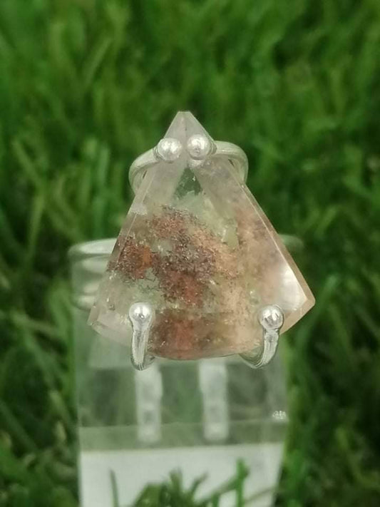Handgefertigter Messingring Qyartz Garten Oxidation von Hämatit facettiert geschliffen Sterling Silber 925 Kristall Geschenk Heilkristall- Heiler, Chakra