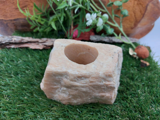 Natürlicher brauner Jaspis-Kerzenhalter - Heilkristall, Sternzeichen-Mineralstein