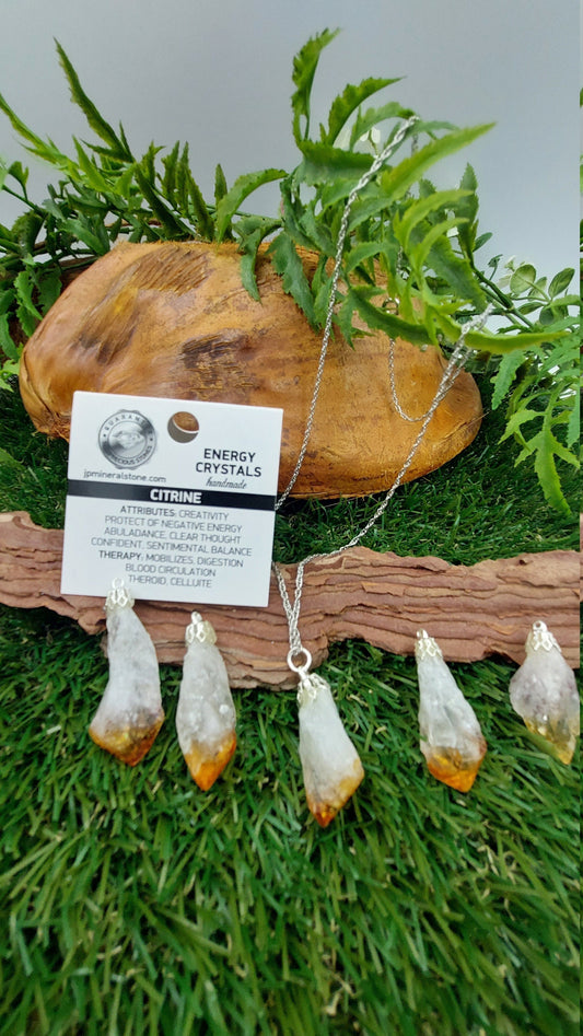 Φυσικό κολιέ από ατσάλι Pointy Citrine Healing Crystal Αξεσουάρ Zodiac Mineral Stone