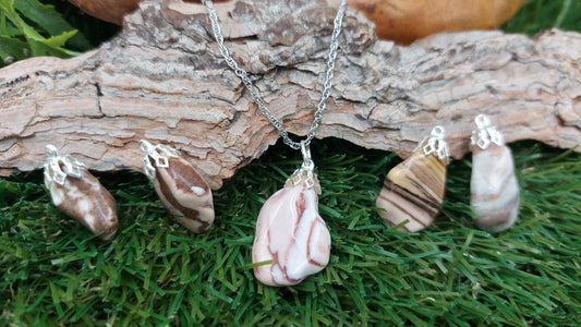 Φυσικό κολιέ Jasper Zebra Sterling Steel Γυαλισμένο Αξεσουάρ Θεραπευτικών Κρυστάλλων Zodiac Mineral Stone