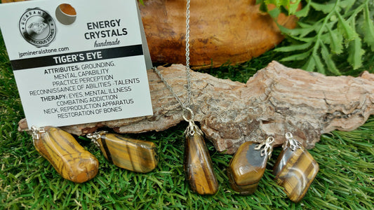 Φυσικό κολιέ από ατσάλι με φυσικό μάτι Tiger's Eye Θεραπευτικά κρύσταλλα αξεσουάρ Zodiac Mineral Stone