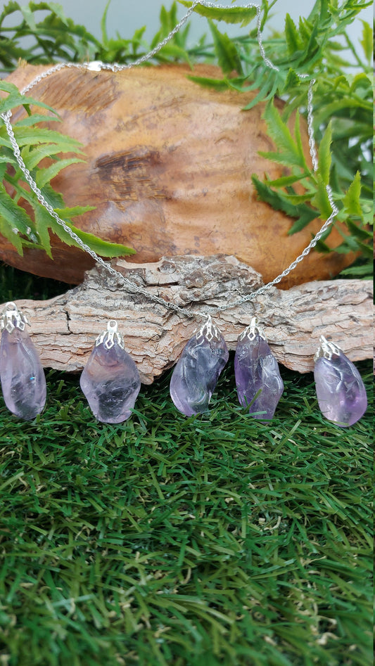 Amethyst Crystal - Necklace gift idea- gem crystal -healing protection