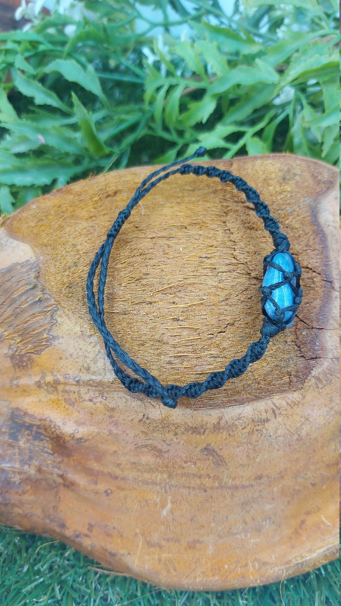 Natürlicher blauer Achat, handgefertigt, Makramee-Armband, Heilkristall, Zubehör, Sternzeichen, Mineralstein