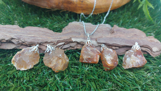 Περιδέραιο Carnelian Rough Crystal Sterling Steel Healing Crystal Accessories Zodiac Mineral Stone