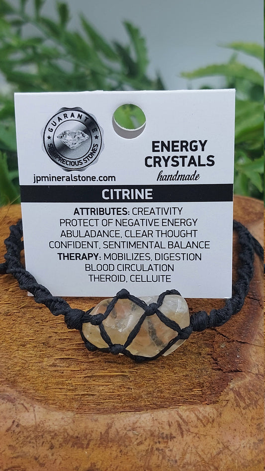 Natürlicher Citrin, handgefertigt, Makramee-Armband, Heilkristall, Zubehör, Sternzeichen, Mineralstein