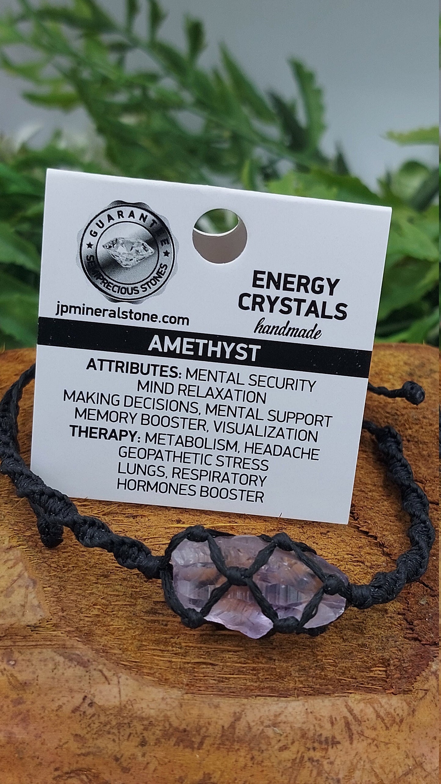 Natürlicher Amethyst, handgefertigt, Makramee-Armband, Heilkristall, Zubehör, Sternzeichen, Mineralstein