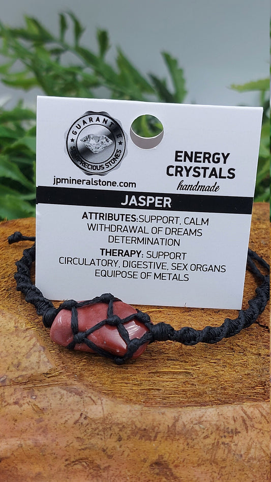 Φυσικό κόκκινο Jasper Χειροποίητο Wrap It Μακραμέ Βραχιόλι Θεραπευτικά Κρυστάλλινα Αξεσουάρ Zodiac Mineral Stone