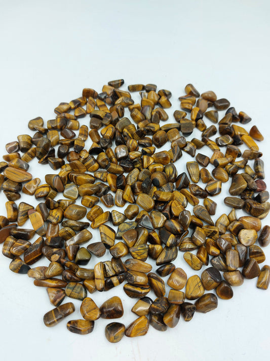 Tiger's Eye Yellow Polished Crystal Chips, Tumbled Healing Gemstone, New Age Polished Semi-Pricious Rocks