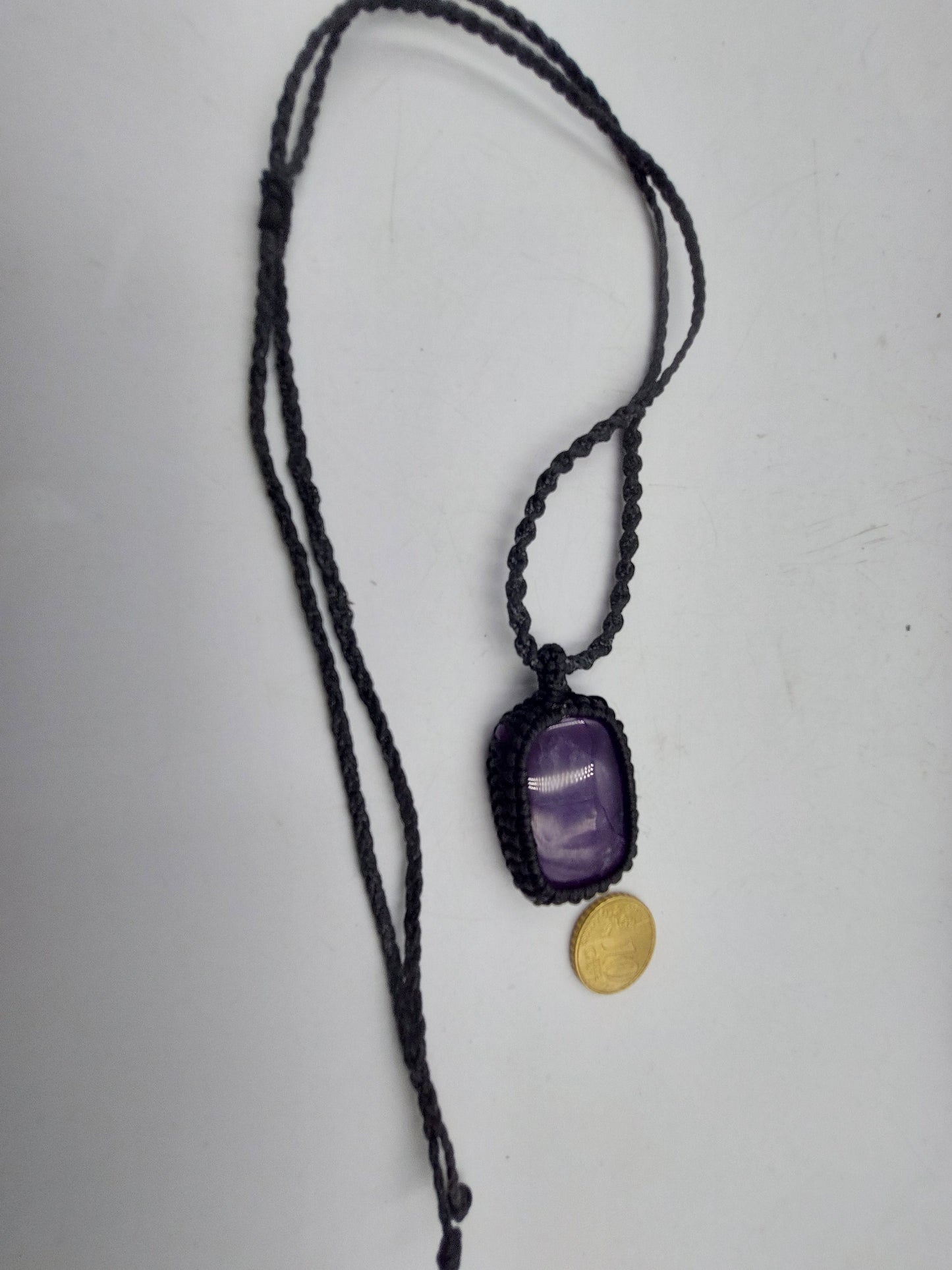 Natürliche Amethyst handgemachte gewickelte Makramee Halskette - Heilstein - Geschenkidee - Schutz