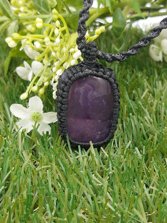 Natürliche Amethyst handgemachte gewickelte Makramee Halskette - Heilstein - Geschenkidee - Schutz