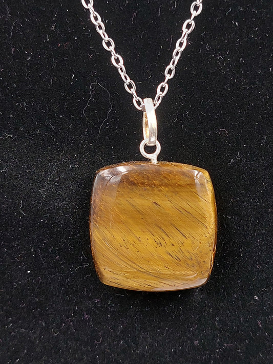 Handgefertigter luxuriöser Anhänger mit gelbem Tigerauge, Cabochon-Schliff, Heilkristall, Zubehör, Sternzeichen, Mineralstein