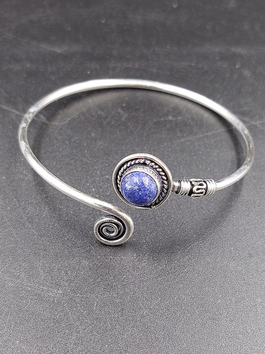 Boho LAPIS LAZULI Silver Plated bracelet with semi precious stone - gemstone bracelet - boho bracelet - ethnic jewelry