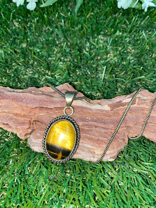 Κολιέ από ορείχαλκο από κρύσταλλο Tiger's Eye