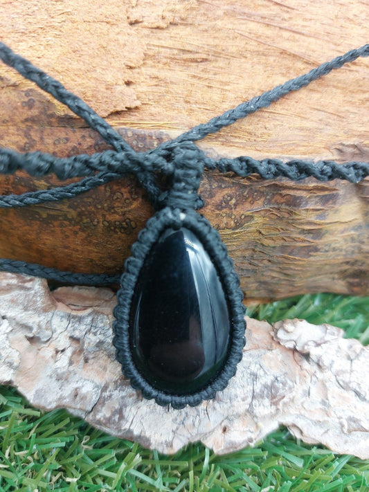 Κολιέ Smoky Quartz Crystal Macrame